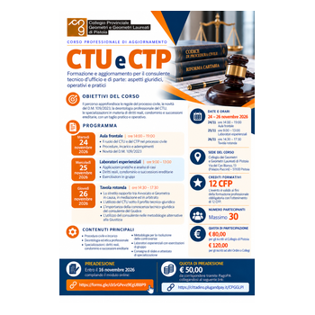 Pistoia – Corso professionale di aggiornamento per CTU e CTP –  Preadesione
