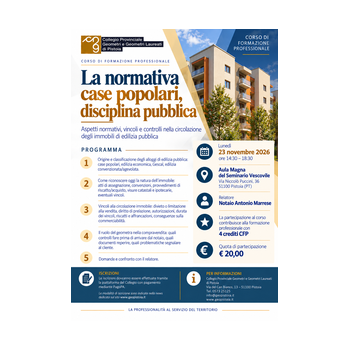 Pistoia – Corso: “La normativa case popolari, disciplina pubblica”.